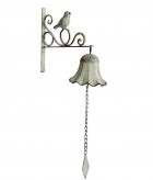 Výrobek: Zvonek/ ptáček - 24*10*49 cm - bílá patina