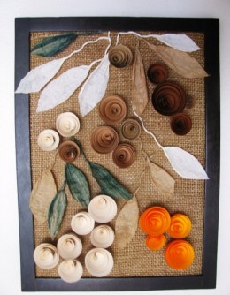 Obrázek výrobku: Barevné květy na režném plátně2